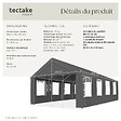 TECTAKE - 4 X 8 m pavillon de réception étanche protection uv 50+ gris tente événementielle 800 x 400 x 310 cm - vignette
