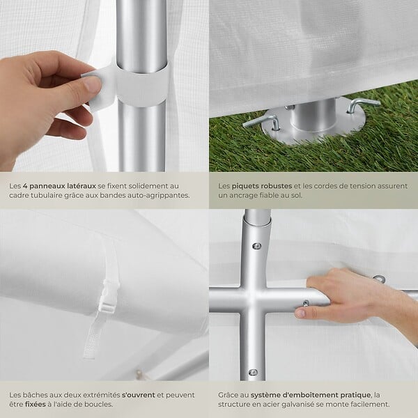 TECTAKE - 4 X 8 m tente de réception imperméable protection uv 50+ blanc structure acier bâches résistantes fenêtres amovibles - large