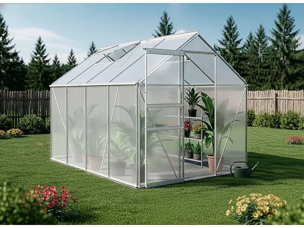 HABITAT ET JARDIN - Embase en acier galvanisé pour serre jardin "Basilic" - 4,75 m² - Gris - large