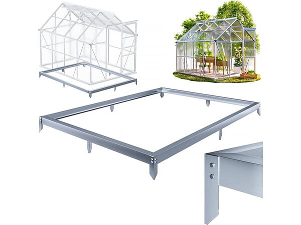 HABITAT ET JARDIN - Embase en acier galvanisé pour serre jardin "Basilic" - 4,75 m² - Gris - large