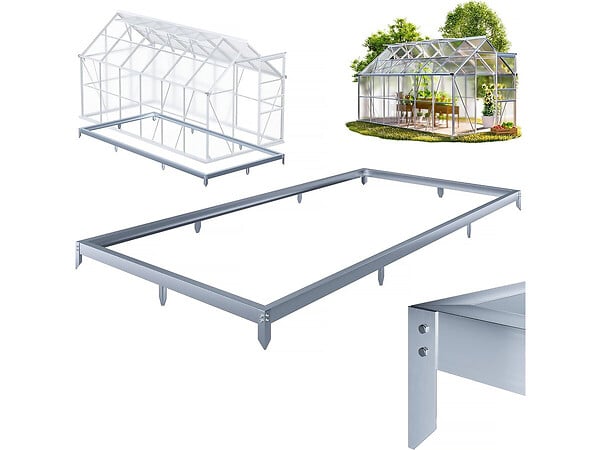HABITAT ET JARDIN - Embase en acier galvanisé pour serre jardin "Basilic" - 7,03 m² - Gris - large