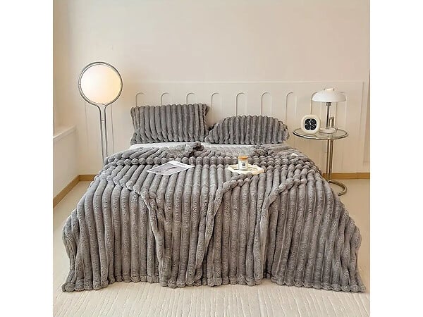 HABITAT ET JARDIN - Plaid - 1.00 x 1.50 m - Gris - large