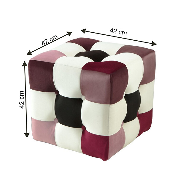 HABITAT ET JARDIN - Pouf en velours "Patchwork" - 42 x 42 x 42 cm - Multicolore - large