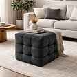 HABITAT ET JARDIN - Pouf en velours "Lizbon" - 42 x 42 x 42 cm - Gris - vignette