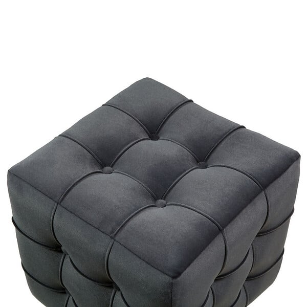HABITAT ET JARDIN - Pouf en velours "Lizbon" - 42 x 42 x 42 cm - Gris - large