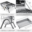 TECTAKE - Barbecue en acier inoxydable noir double surface cuisson 34 x 45 cm bacs charbon 2 pinces poignée bois - vignette