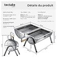 TECTAKE - Barbecue en acier inoxydable noir double surface cuisson 34 x 45 cm bacs charbon 2 pinces poignée bois - vignette