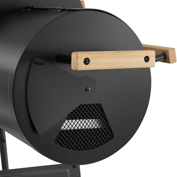TECTAKE - Barbecue charbon 2 en 1 2 compartiments thermomètre noir 110x60x116 cm 2 roues - large