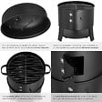 TECTAKE - Fumoir barbecue 3 en 1 noir avec thermomètre 2 rôtis ø 41 cm évacuation d air réglable - vignette