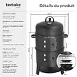 TECTAKE - Fumoir barbecue 3 en 1 noir avec thermomètre 2 rôtis ø 41 cm évacuation d air réglable - vignette