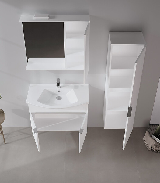 HABITAT ET JARDIN - Meuble Salle de Bain avec Miroir "Purus 80" - 75 x 18 x 68 cm - White - large