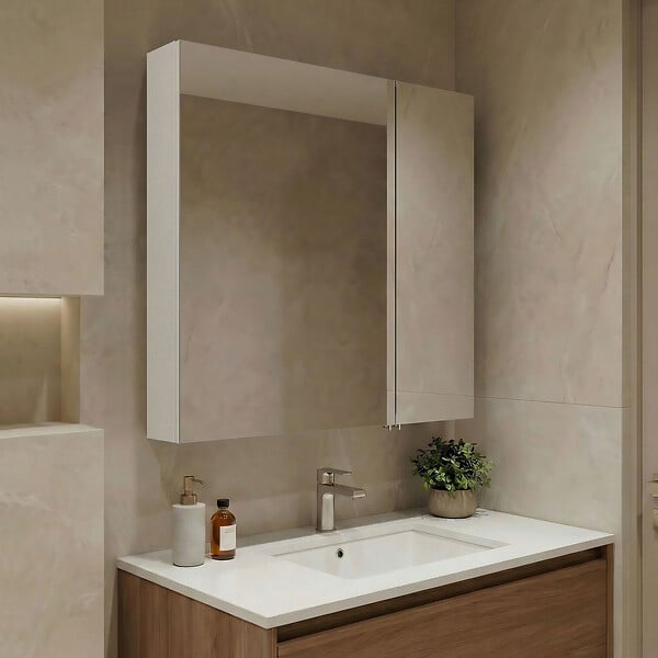 HABITAT ET JARDIN - Meuble Salle de Bain avec Miroir "Nuvola 60 v2" - 66 x 16 x 60 cm - Cashmere - large