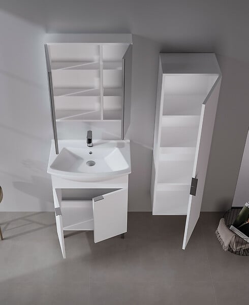 HABITAT ET JARDIN - Meuble Salle de Bain avec Miroir "Purus Desna 60" - 60 x 16 x 66 cm - White - large