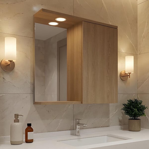 HABITAT ET JARDIN - Meuble Salle de Bain avec Miroir "Purus 80" - 75 x 18 x 68 cm - Sonomo Oak - large