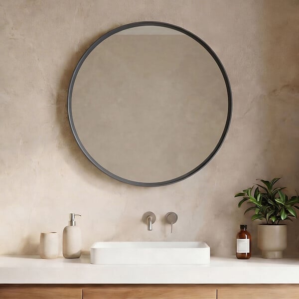 HABITAT ET JARDIN - Miroir Décoratif en Bois "Moonlight 90 v2" - 90 x 7 x 90 cm - Matte Anthracite - large
