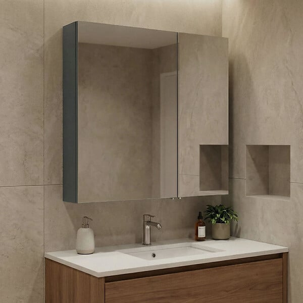 HABITAT ET JARDIN - Meuble Salle de Bain avec Miroir "Side 60" - 60 x 16 x 66 cm - Matte Anthracite - large