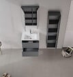 HABITAT ET JARDIN - Meuble Salle de Bain avec Miroir "Side 60" - 60 x 16 x 66 cm - Matte Anthracite - vignette