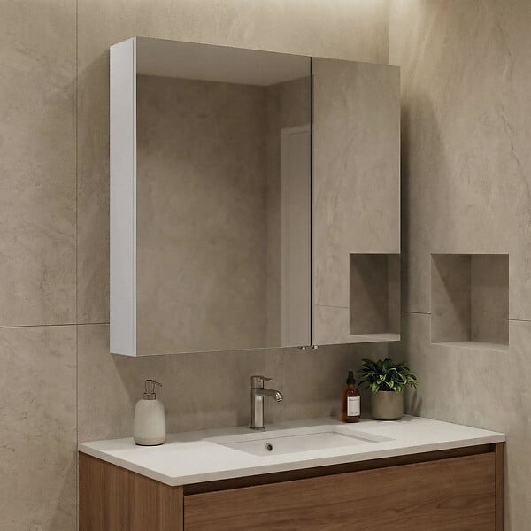 HABITAT ET JARDIN - Meuble Salle de Bain avec Miroir "Side 60" - 60 x 16 x 66 cm - Matte White - large