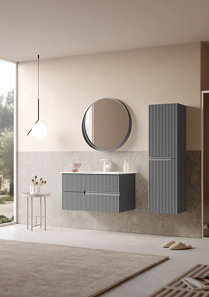 HABITAT ET JARDIN - Miroir Décoratif en Bois "Moonlight 90 v2" - 90 x 7 x 90 cm - Matte Grey - large