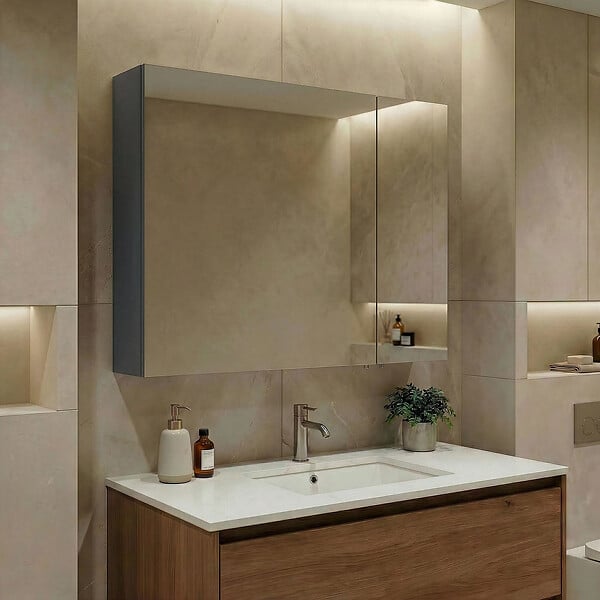 HABITAT ET JARDIN - Meuble Salle de Bain avec Miroir "Side 80" - 79 x 16 x 66 cm - Matte Anthracite - large