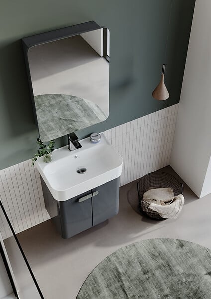 HABITAT ET JARDIN - Meuble Salle de Bain avec Miroir "Orbit 50" - 50 x 16 x 71 cm - Anthracite - large