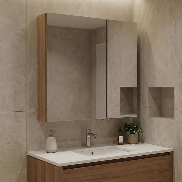 HABITAT ET JARDIN - Meuble Salle de Bain avec Miroir "Purus Desna 60" - 60 x 16 x 66 cm - Sonomo Oak - large