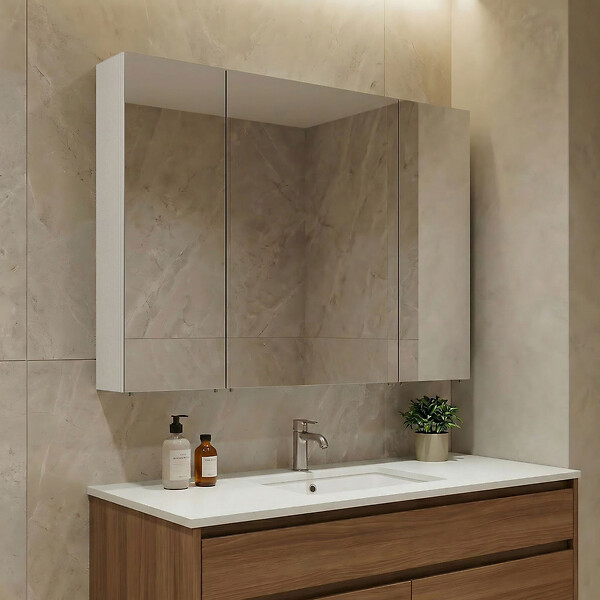 HABITAT ET JARDIN - Meuble Salle de Bain avec Miroir "Nuvola 100 v2" - 97 x 16 x 66 cm - Cashmere - large