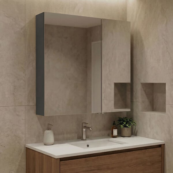 HABITAT ET JARDIN - Meuble Salle de Bain avec Miroir "Purus Desna 60" - 60 x 16 x 66 cm - Matte Anthracite - large