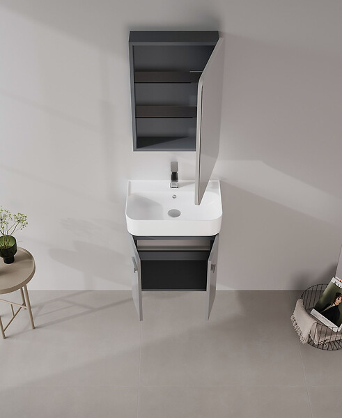 HABITAT ET JARDIN - Meuble Salle de Bain avec Miroir "Orbit 50" - 50 x 16 x 71 cm - Grey - large