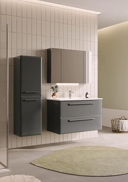 HABITAT ET JARDIN - Meuble Salle de Bain avec Miroir "Nuvola 100 v2" - 97 x 16 x 66 cm - Anthracite - large