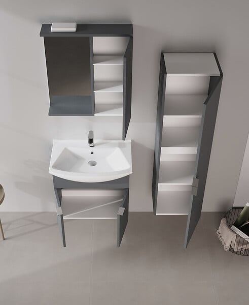 HABITAT ET JARDIN - Meuble Salle de Bain avec Miroir "Purus 65" - 63 x 18 x 68 cm - Matte Anthracite - large