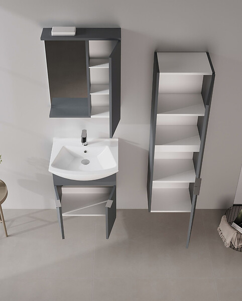 HABITAT ET JARDIN - Meuble Salle de Bain avec Miroir "Purus 55" - 56 x 18 x 68 cm - Matte Anthracite - large