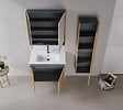 HABITAT ET JARDIN - Meuble Salle de Bain avec Miroir "Ricato 80" - 80 x 16 x 78 cm - Walnut - vignette