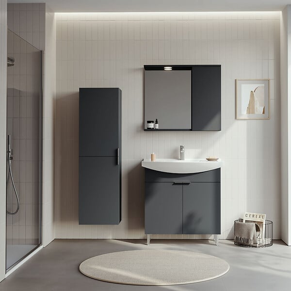 HABITAT ET JARDIN - Meuble Salle de Bain avec Miroir "Purus 80" - 75 x 18 x 68 cm - Matte Anthracite - large
