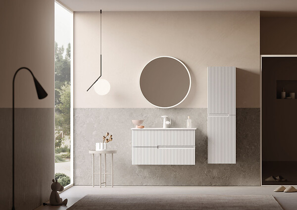 HABITAT ET JARDIN - Miroir Décoratif en Bois "Moonlight 90 v2" - 90 x 7 x 90 cm - Matte White - large