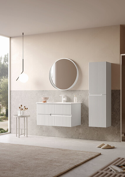 HABITAT ET JARDIN - Miroir Décoratif en Bois "Moonlight 90 v2" - 90 x 7 x 90 cm - Matte White - large