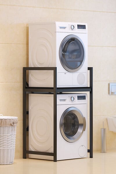 HABITAT ET JARDIN - Meuble pour machine à laver en métal "Junior" - 70 x 60 x 116 cm - Noir - large