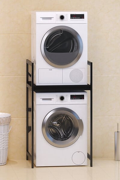 HABITAT ET JARDIN - Meuble pour machine à laver en métal "Junior" - 70 x 60 x 116 cm - Noir - large