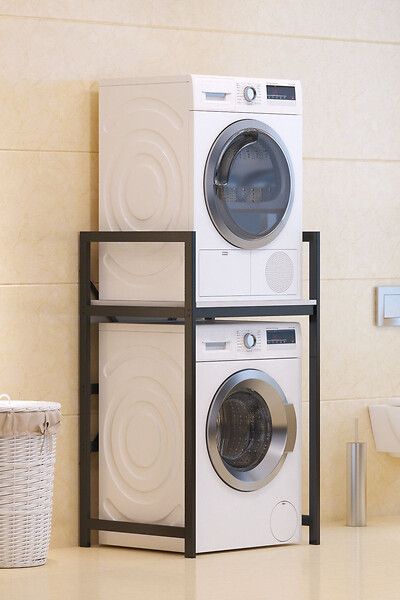 HABITAT ET JARDIN - Meuble pour machine à laver en métal "Junior" - 70 x 60 x 116 cm - Blanc - large