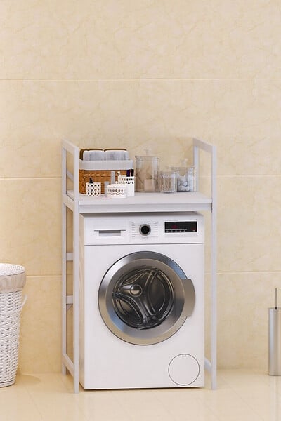 HABITAT ET JARDIN - Meuble pour machine à laver en métal "Junior" - 70 x 60 x 116 cm - Blanc - large
