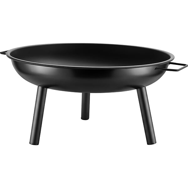 TECTAKE - Brasero ø 57,5 cm acier épais 2,5 mm noir avec 2 poignées tisonnier évacuation eau rebord haut pieds robustes - large