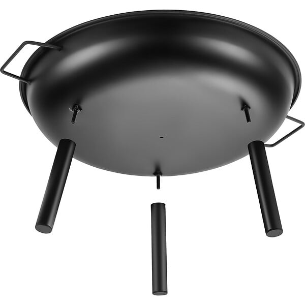TECTAKE - Brasero ø 57,5 cm acier épais 2,5 mm noir avec 2 poignées tisonnier évacuation eau rebord haut pieds robustes - large