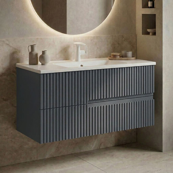 HABITAT ET JARDIN - Meuble Vasque "Moonlight 90 v2" - 91 x 51 x 51 cm - Matte Anthracite - large