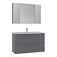 HABITAT ET JARDIN - Ensemble Meuble Vasque avec Miroir (2 Pièces) "Nuvola 100 v2" - 100 x 50 x 62 cm - Grey - vignette