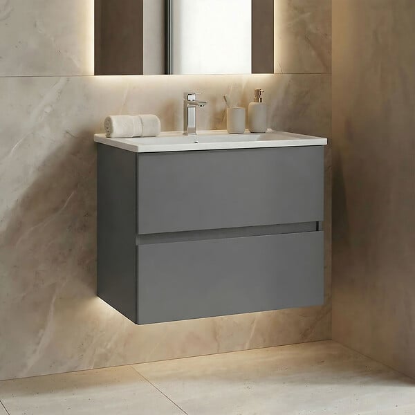 HABITAT ET JARDIN - Meuble Vasque "Nest 71 v2" - 71 x 51 x 55 cm - Matte Grey - large