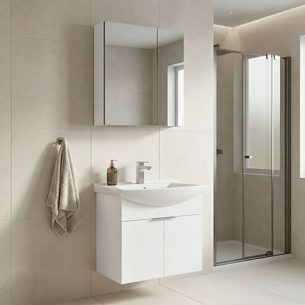 HABITAT ET JARDIN - Ensemble Meuble Vasque avec Miroir (2 Pièces) "Purus 65" - 65 x 50 x 58 cm - White - large