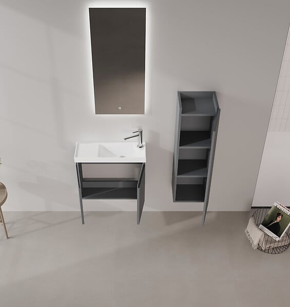 HABITAT ET JARDIN - Meuble Vasque "Ferla 60" - 60 x 22 x 50 cm - Matte Anthracite - large