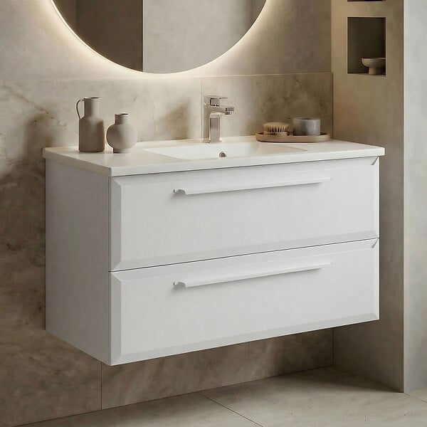 HABITAT ET JARDIN - Meuble Vasque "Nuvola 100 v2" - 100 x 50 x 62 cm - White - large
