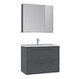 HABITAT ET JARDIN - Ensemble Meuble Vasque avec Miroir (2 Pièces) "Nuvola 80 v2" - 80 x 50 x 62 cm - Anthracite - vignette