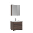 HABITAT ET JARDIN - Ensemble Meuble Vasque avec Miroir (2 Pièces) "Side 65 v2" - 65 x 45 x 52 cm - Walnut - vignette